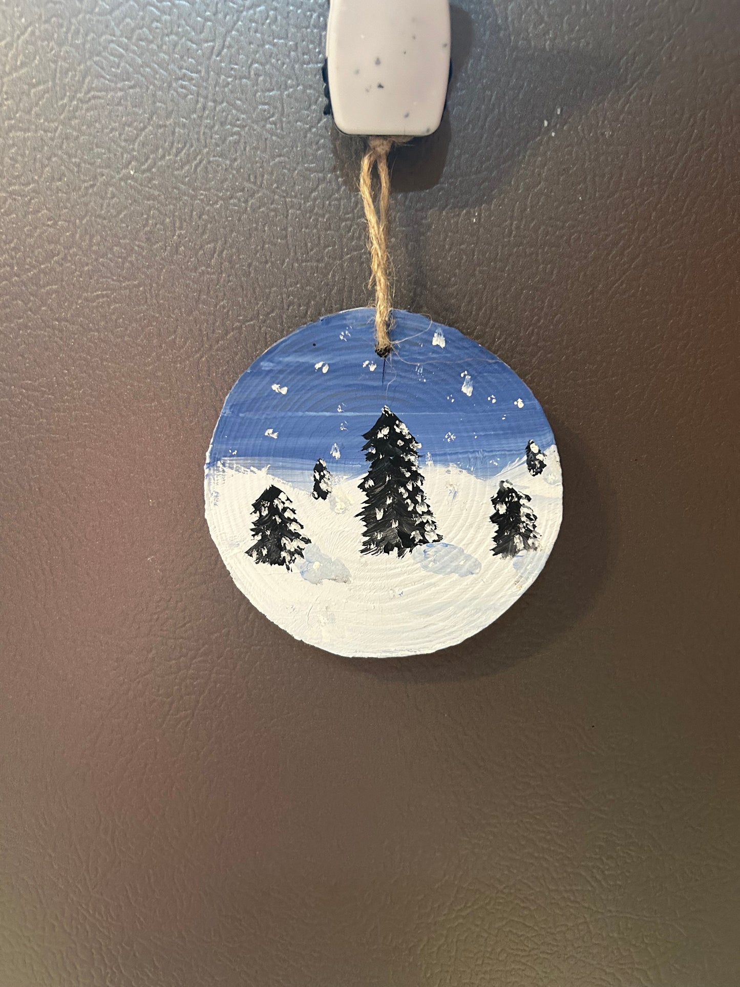 Hand Painted Christmas Snow Scene Ornament