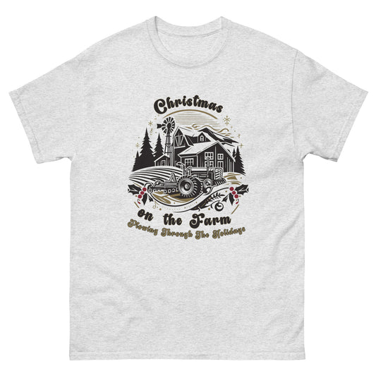 Christmas on the Farm. Plowing through the Holidays. Men's Tee Shirt