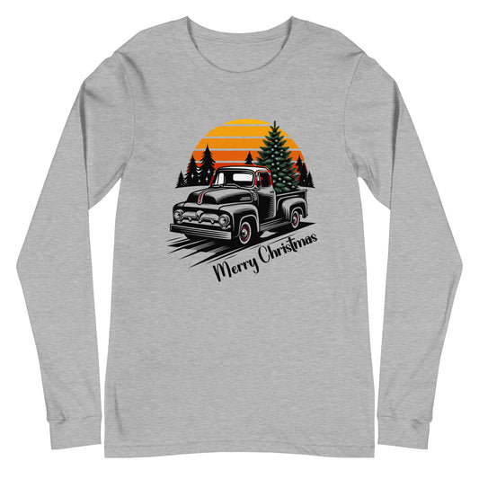 Retro Christmas Truck Unisex Long Sleeve Tee Nostalgic Holiday Charm