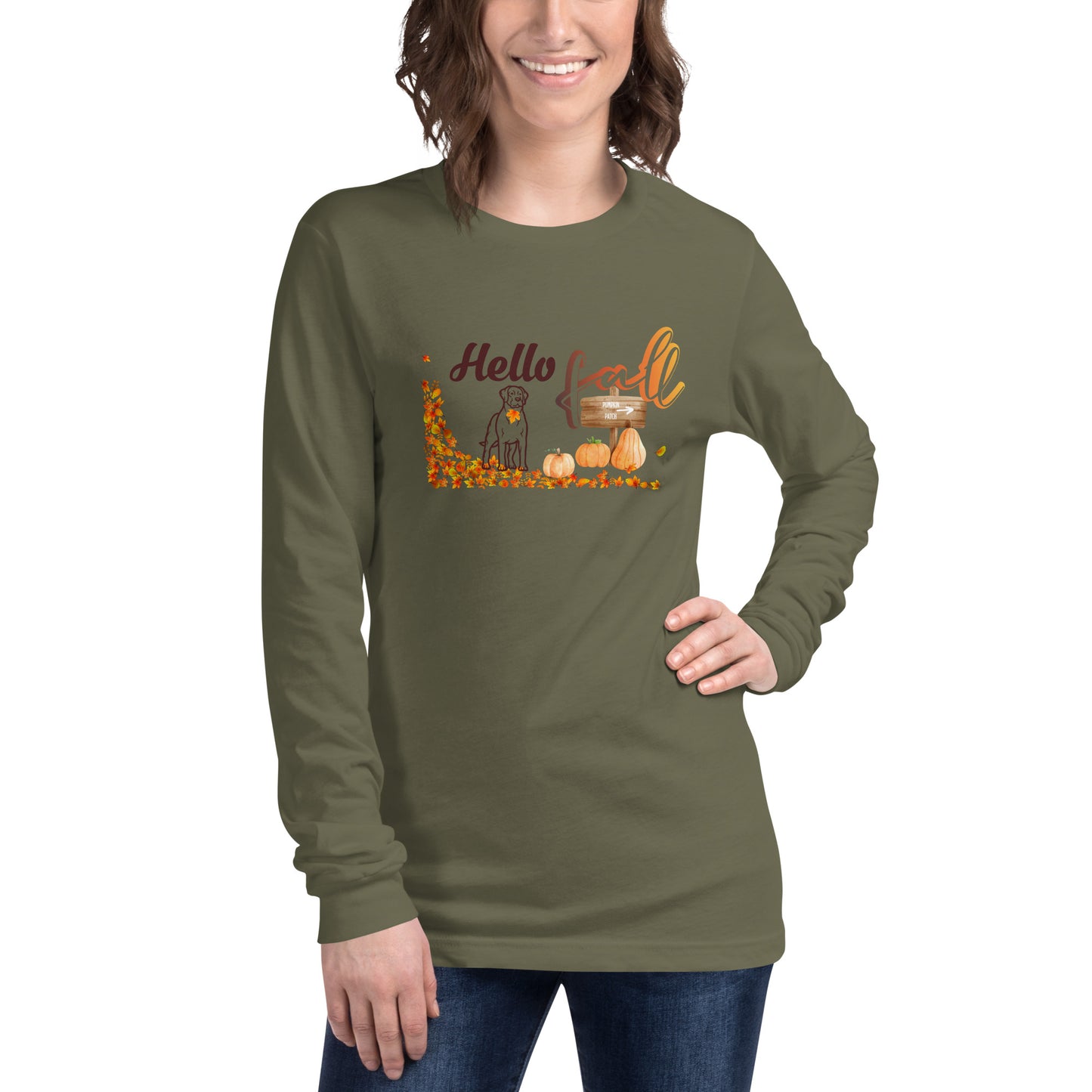 Hola Otoño Labrador Retriever Camiseta de manga larga