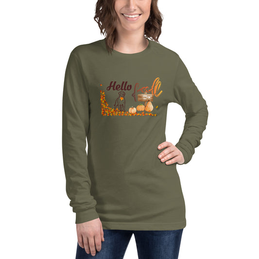 Hello Fall Labrador Retriever Long Sleeve Tee