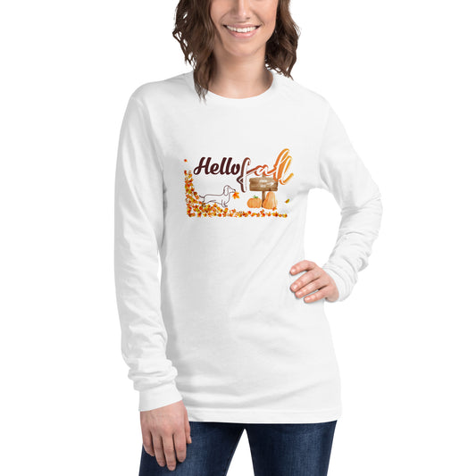 Hello Fall Dachshund Long Sleeve Tee