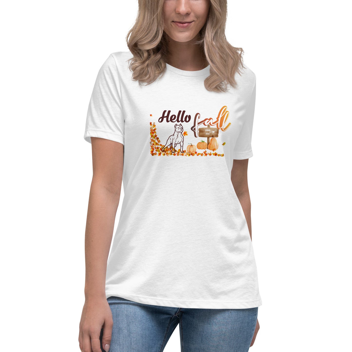 Hello Fall Pit Bull Women's Tee Shirt