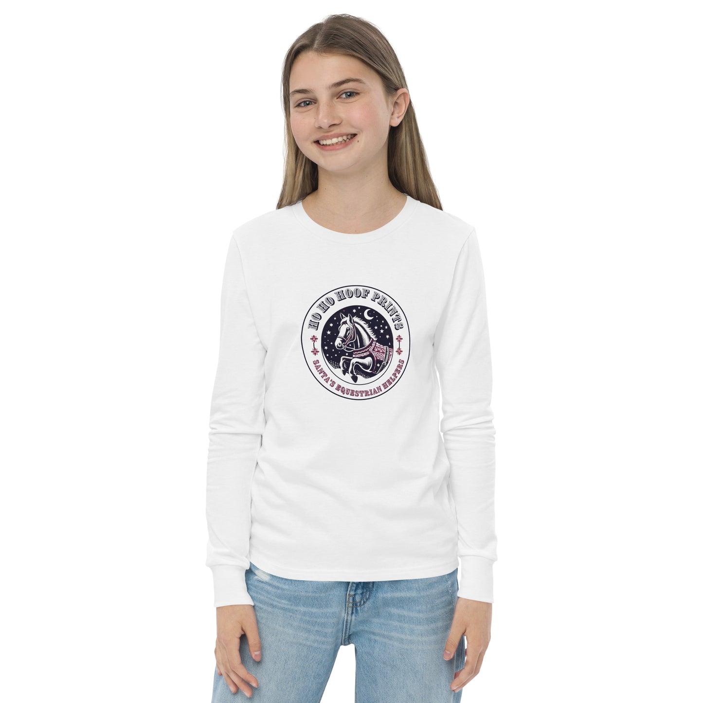 Junior Rider Holiday Kids Long Sleeve Tee - Santa's Little Equestrian Helpers