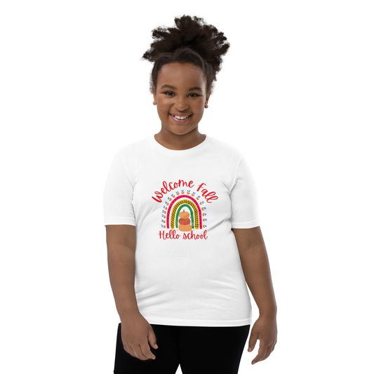 Welcome Fall, Hello School (pumpkins) Youth Tee Shirt