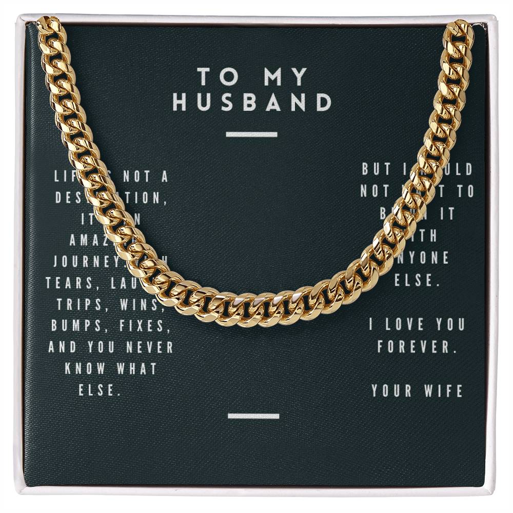 Cuban Link Necklace with Husband message box