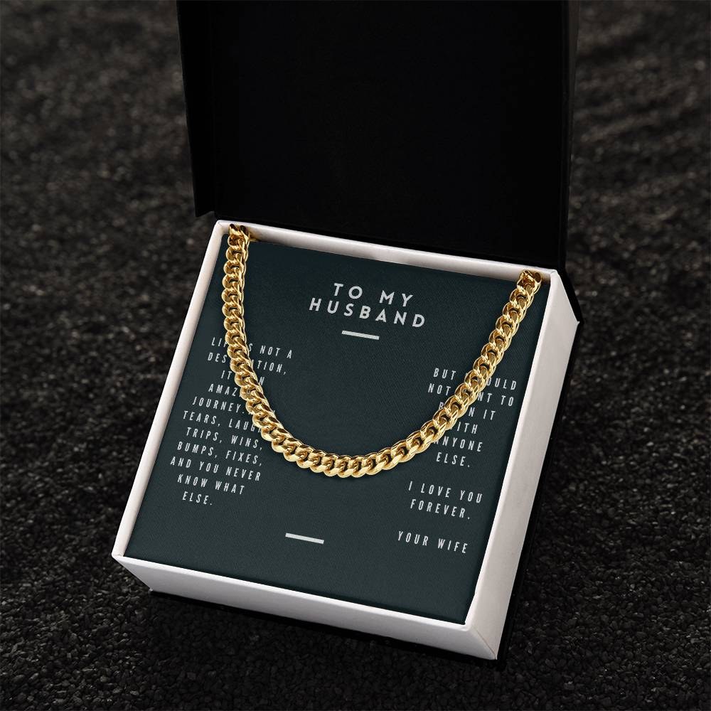 Cuban Link Necklace with Husband message box