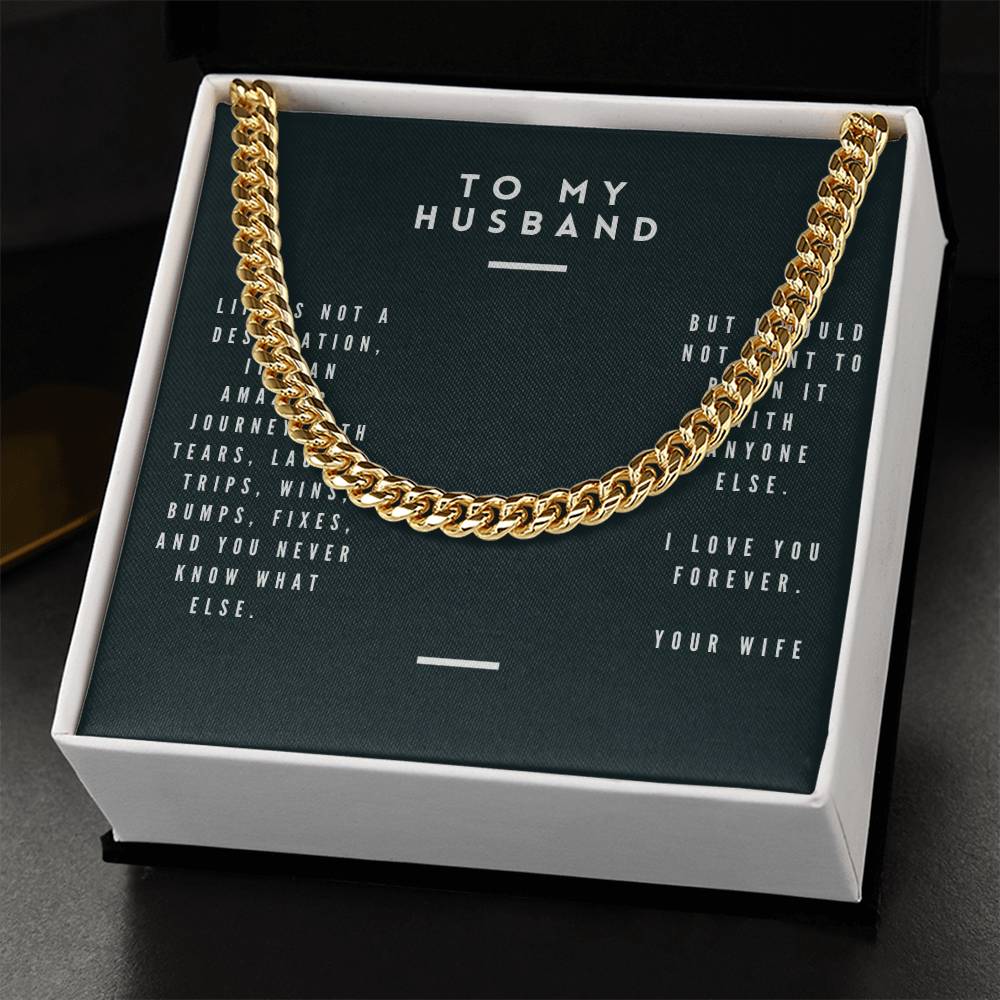 Cuban Link Necklace with Husband message box