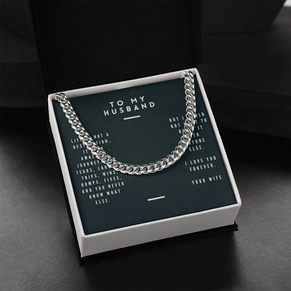 Cuban Link Necklace with Husband message box