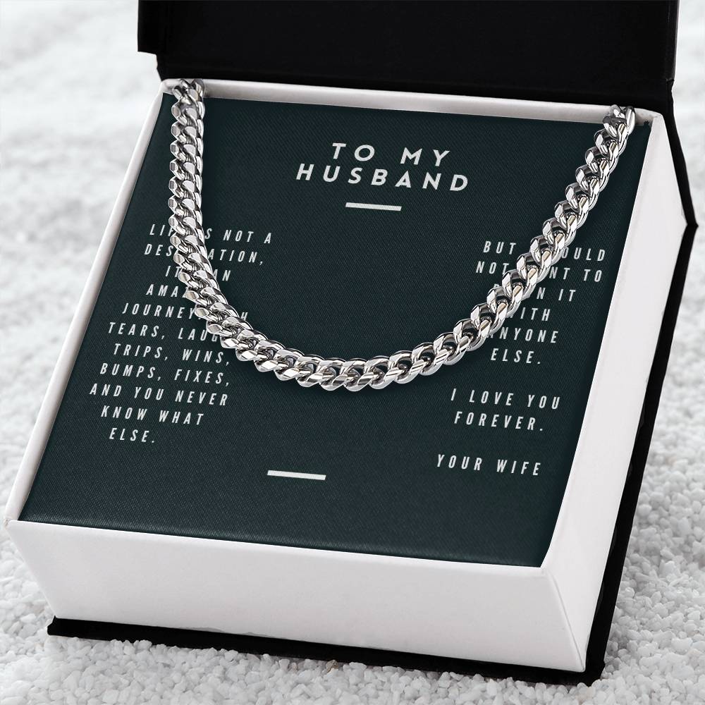 Cuban Link Necklace with Husband message box