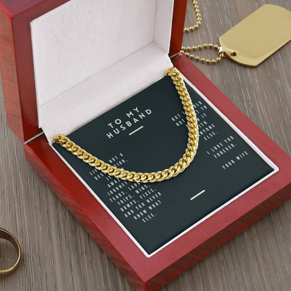 Cuban Link Necklace with Husband message box