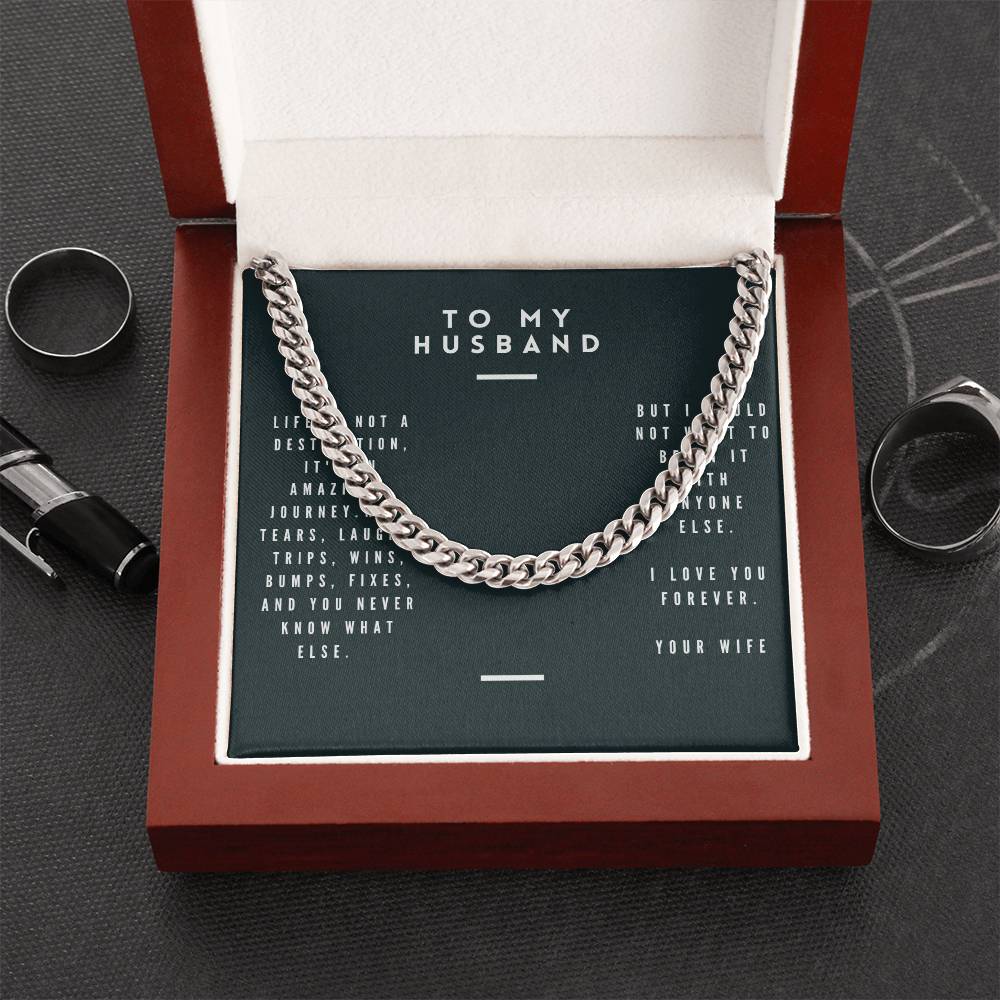 Cuban Link Necklace with Husband message box