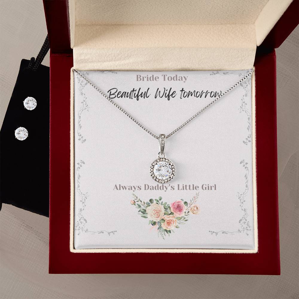 Eternal Hope Necklace and Earring Set with Father of the Bride message