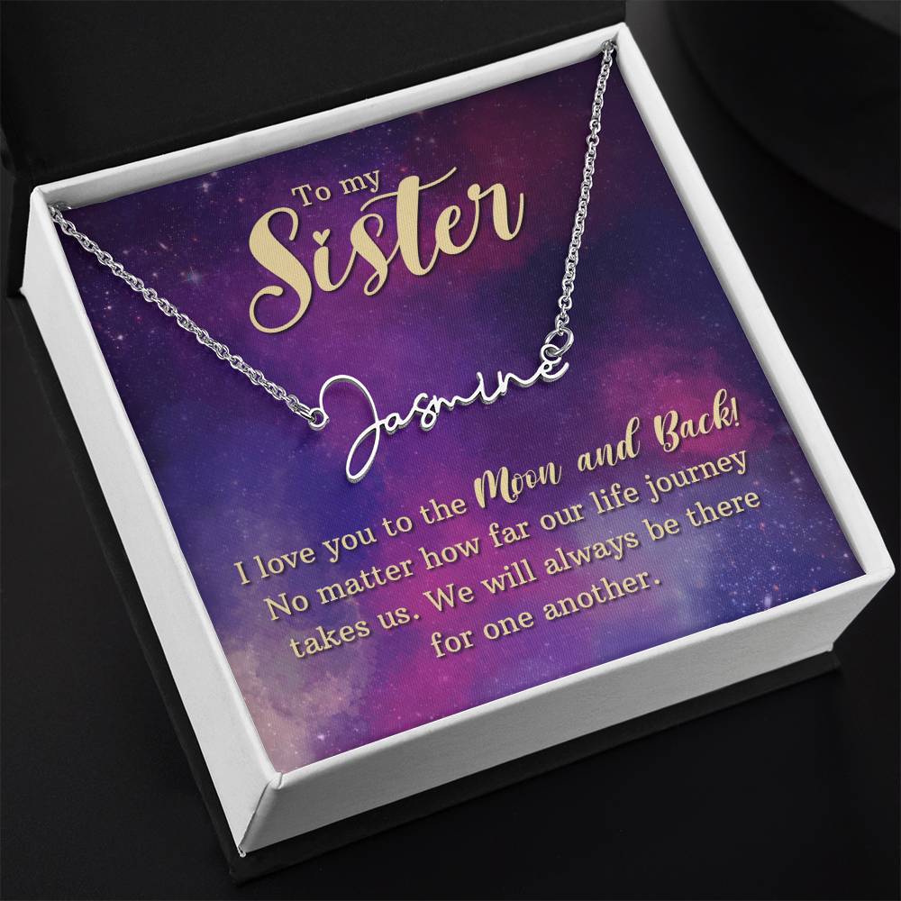 Script Name Necklace - Message Box to Sister