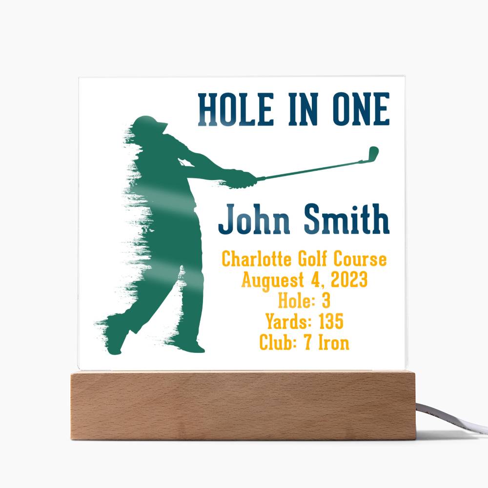 Hoyo en uno, John Smith, 4/8/2023 Placa acrílica para golf