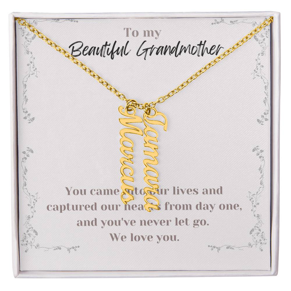 Multi Vertical Name Necklace Grandmother Message