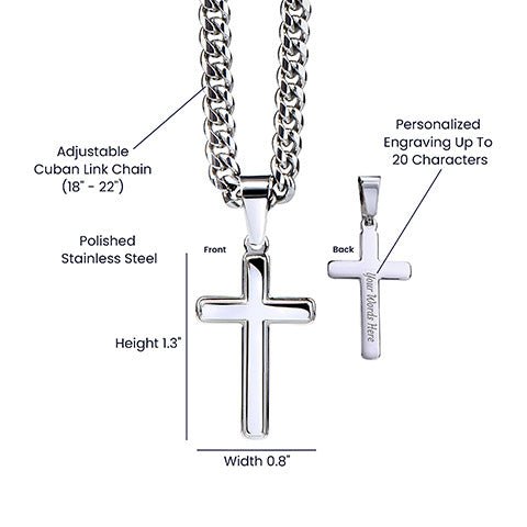 Cross Necklace with Cuban Chain - Grandson message from Grandma message box